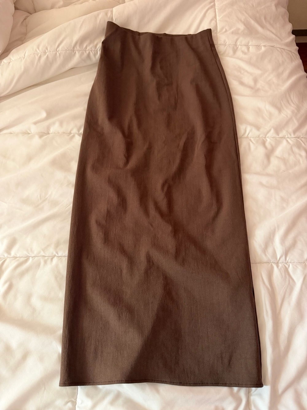 Zara Chocolate Brown High-Waist Bodycon Elastic Maxi Pencil Skirt Size Medium